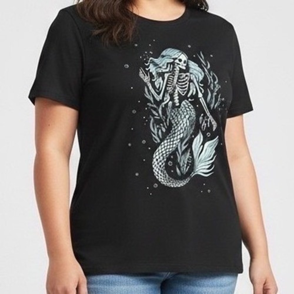 TORRID Skeleton Mermaid Classic Heritage Jersey Crew Tee NWT Size 4X - Picture 4 of 12